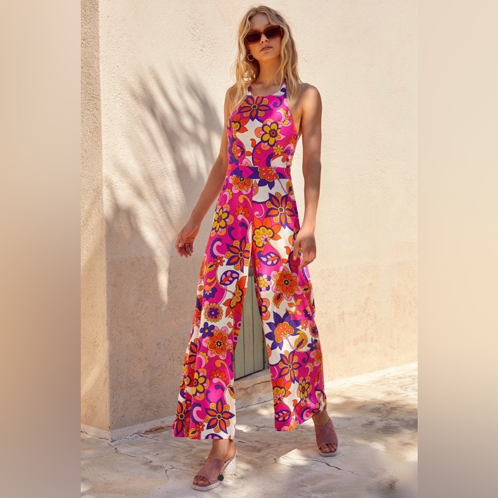 Mister Zimi Halter Inca Jumpsuit Vintage Floral